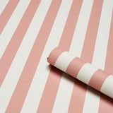Schumacher Emma Stripe Coral Wallpaper
