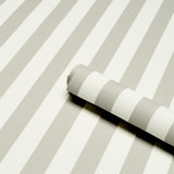 Schumacher Emma Stripe Stone Wallpaper