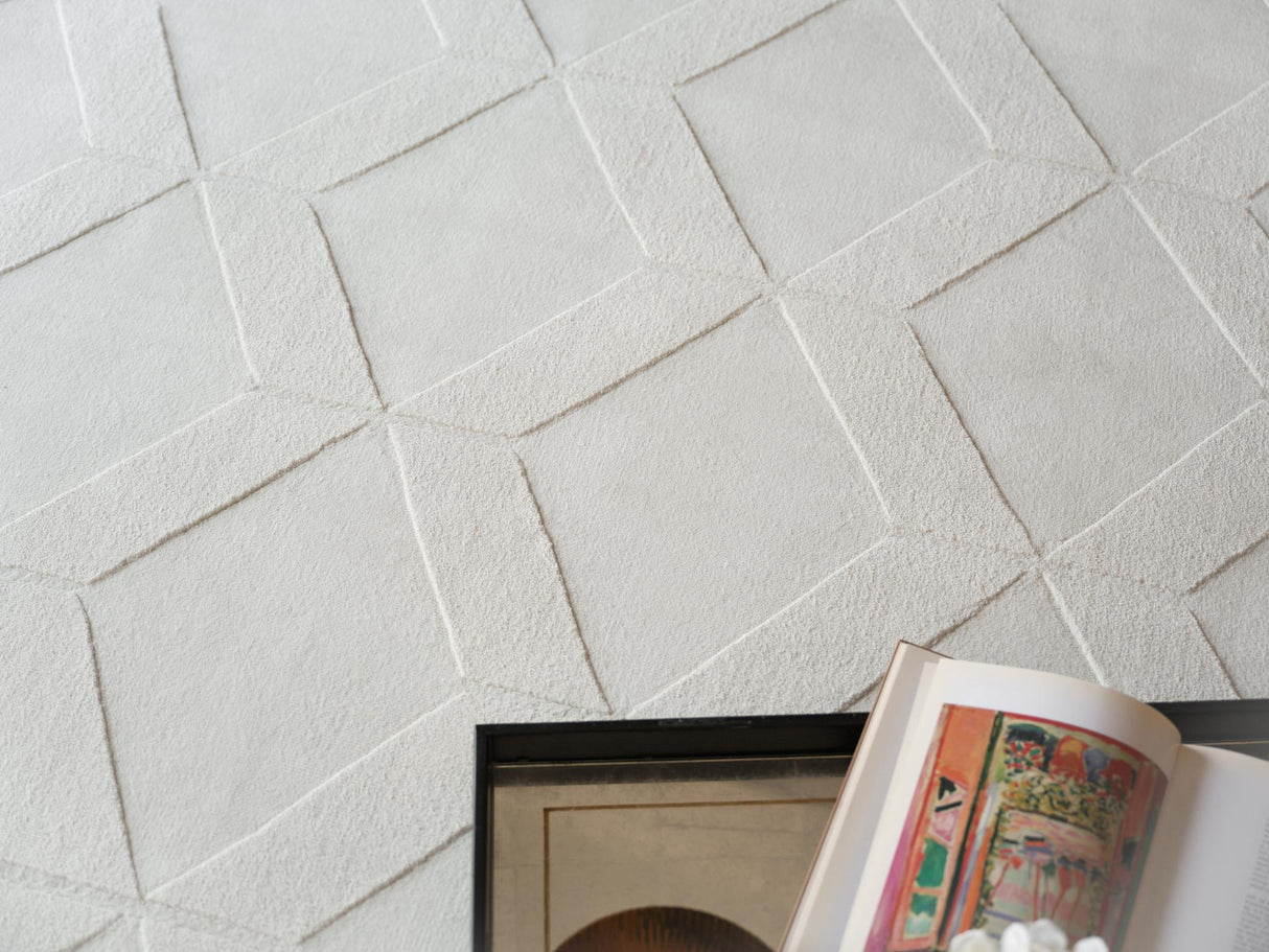 Exquisite Rugs Exquisite Rugs Brunello Modern Handmade Silky Nylon in 6735 White 6' x 9' Area Rug