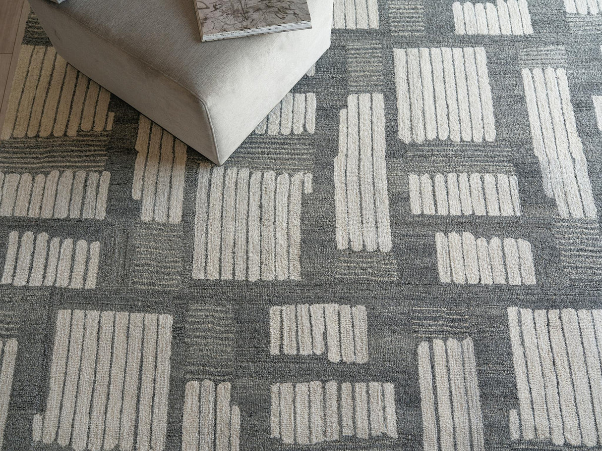 Exquisite Rugs Exquisite Rugs Naturals Handmade New Zealand Wool in 6787 Ivory/Silver 5' x 8' Area Rug