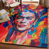 Exquisite Rugs Exquisite Rugs Frida Kahlo X Exquisite Rugs Handmade Polyester in 6965 Red/Multi 9' x 6' Area Rug