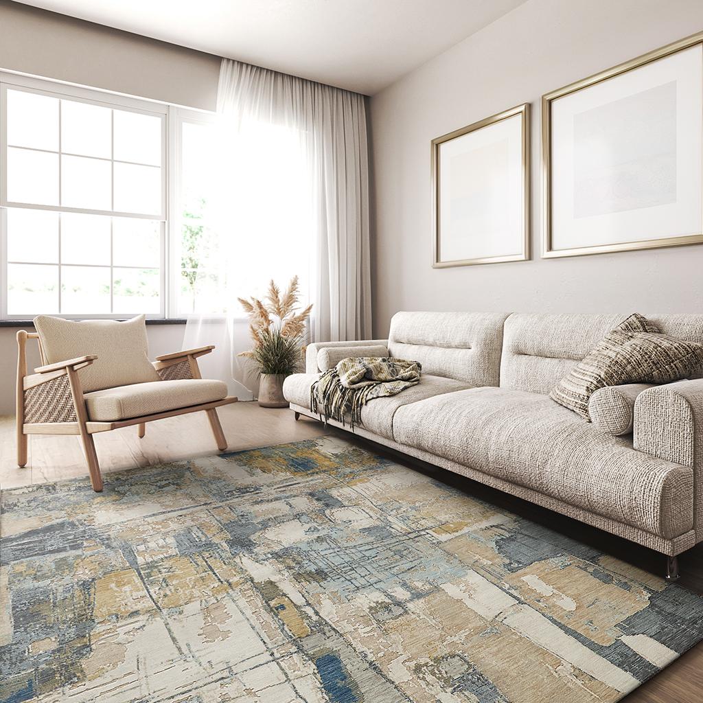Exquisite Rugs Exquisite Rugs Infinity Handmade Wool/Nylon in 7131 Silver/Blue/Gray 8' x 10' Area Rug