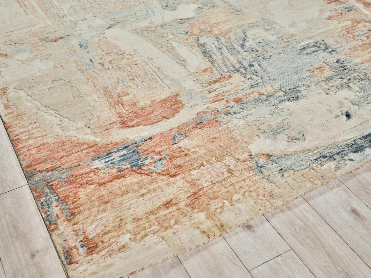 Exquisite Rugs Exquisite Rugs Infinity Handmade Wool/Nylon in 7132 Ivory/Blue/Terracotta 8' x 10' Area Rug