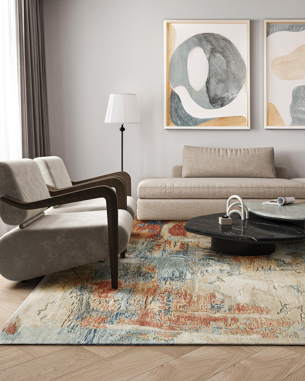 Exquisite Rugs Exquisite Rugs Infinity Handmade Wool/Nylon in 7132 Ivory/Blue/Terracotta 8' x 10' Area Rug