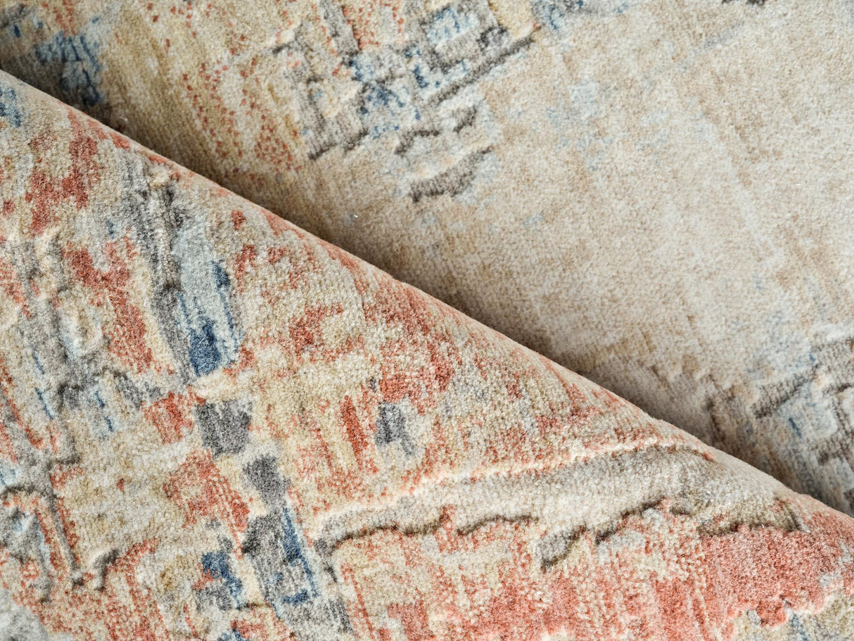Exquisite Rugs Exquisite Rugs Infinity Handmade Wool/Nylon in 7132 Ivory/Blue/Terracotta 9' x 12' Area Rug