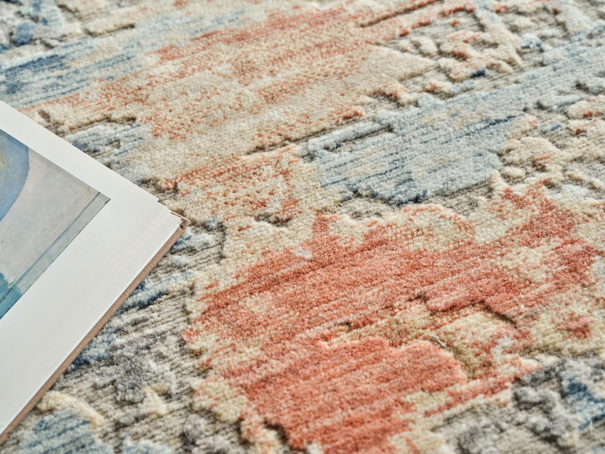 Exquisite Rugs Exquisite Rugs Infinity Handmade Wool/Nylon in 7132 Ivory/Blue/Terracotta 9' x 12' Area Rug
