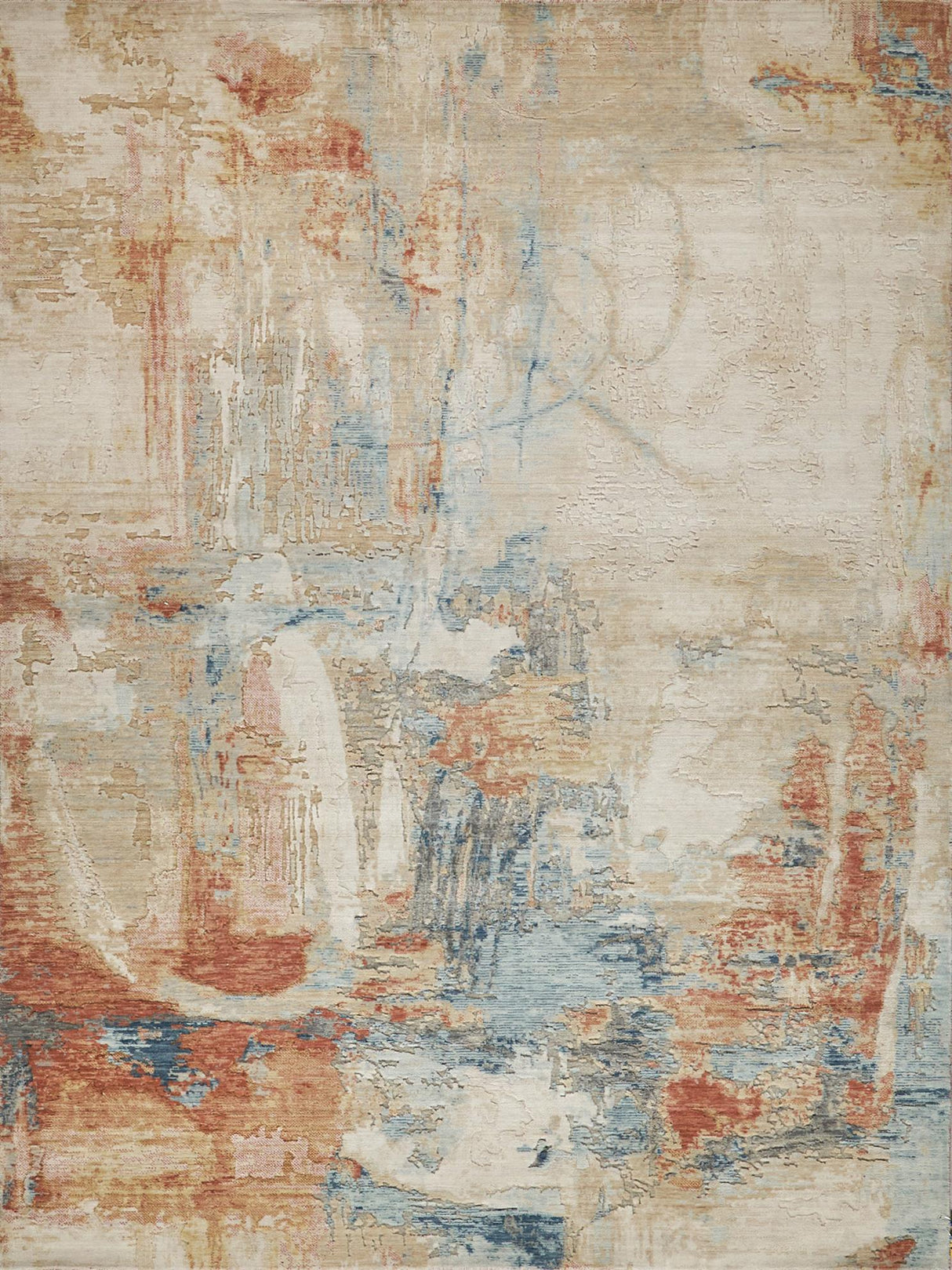 Exquisite Rugs Exquisite Rugs Infinity Handmade Wool/Nylon in 7132 Ivory/Blue/Terracotta 9' x 12' Area Rug