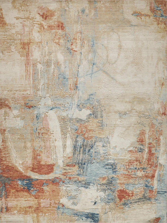 Exquisite Rugs Exquisite Rugs Infinity Handmade Wool/Nylon in 7132 Ivory/Blue/Terracotta 9' x 12' Area Rug