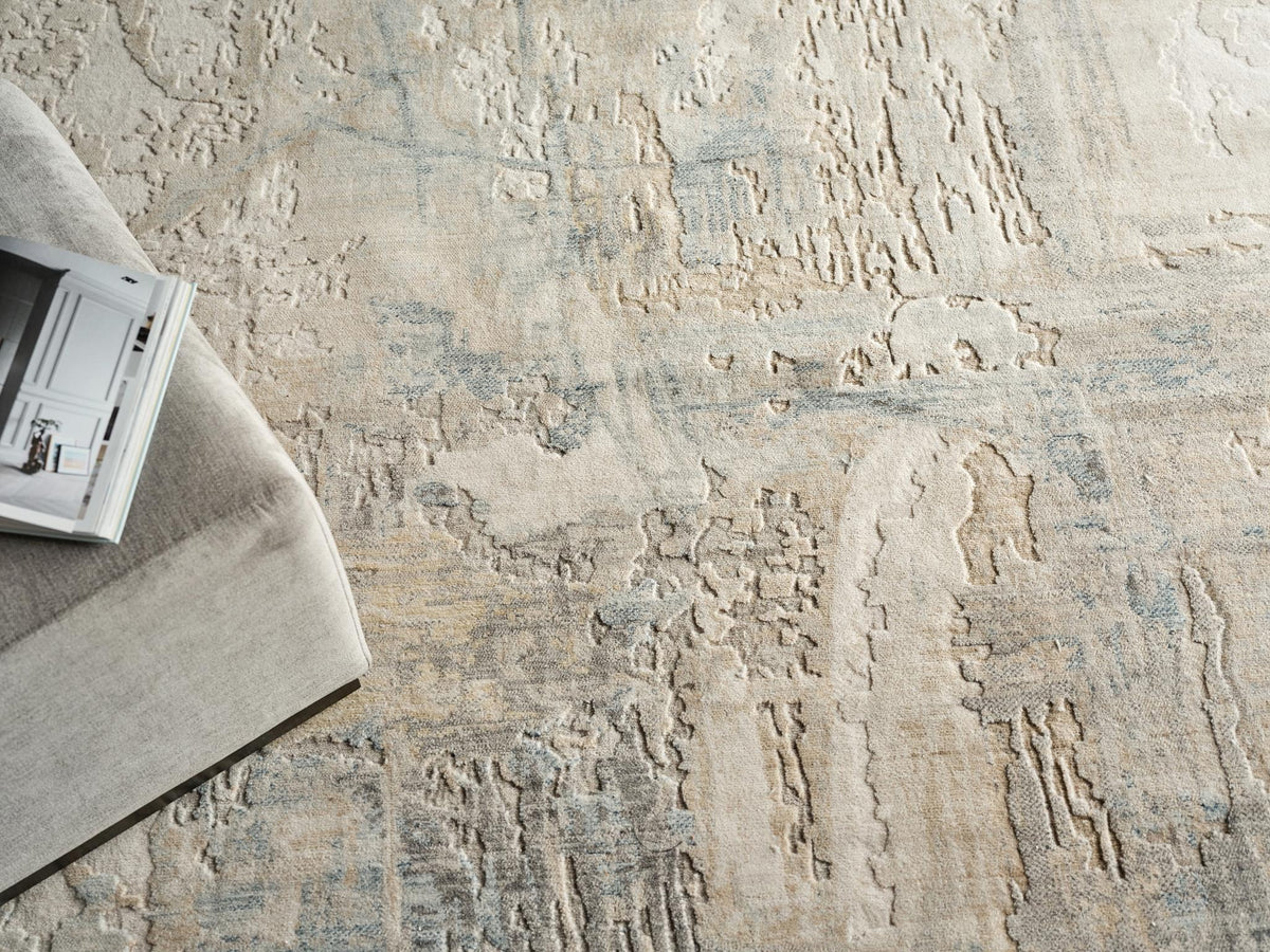 Exquisite Rugs Exquisite Rugs Infinity Handmade Wool/Nylon in 7134 Ivory/Blue/Terracotta 12' x 15' Area Rug