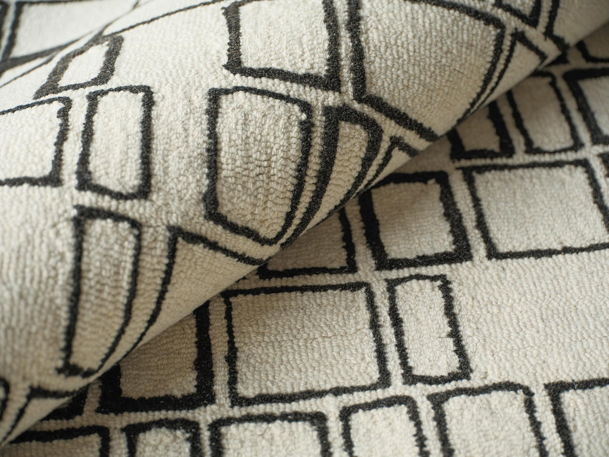 Exquisite Rugs Exquisite Rugs Soho Handmade Hand Tufted New Zealand Wool 7135 Ivory/Black 9' x 12' Area Rug