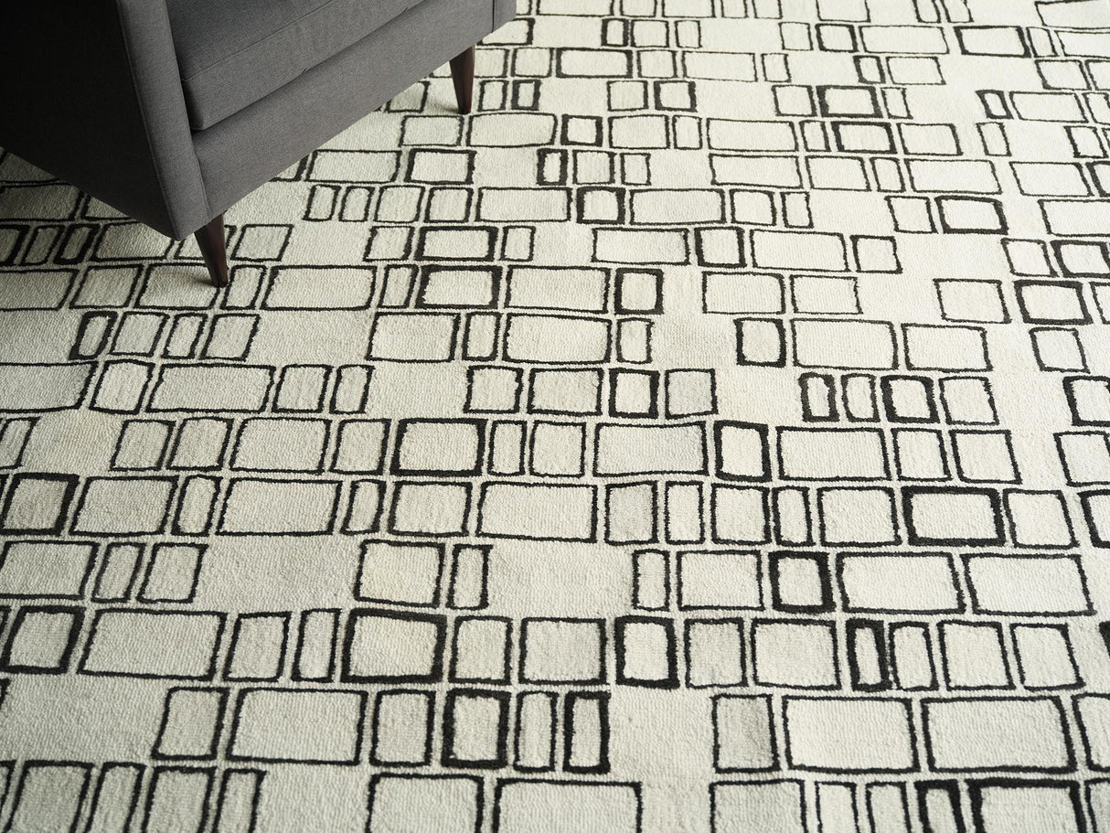 Exquisite Rugs Exquisite Rugs Soho Handmade Hand Tufted New Zealand Wool 7135 Ivory/Black 9' x 12' Area Rug