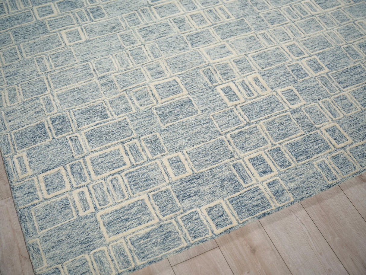 Exquisite Rugs Exquisite Rugs Soho Handmade Hand Tufted New Zealand Wool 7137 Blue/Ivory 8' x 10' Area Rug