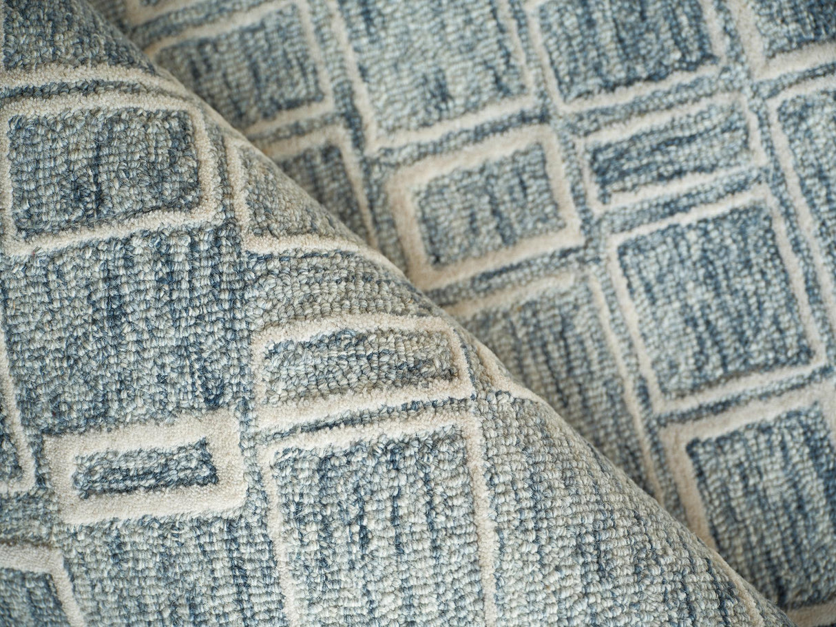 Exquisite Rugs Exquisite Rugs Soho Handmade Hand Tufted New Zealand Wool 7137 Blue/Ivory 8' x 10' Area Rug