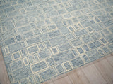 Exquisite Rugs Exquisite Rugs Soho Handmade Hand Tufted New Zealand Wool 7137 Blue/Ivory 9' x 12' Area Rug