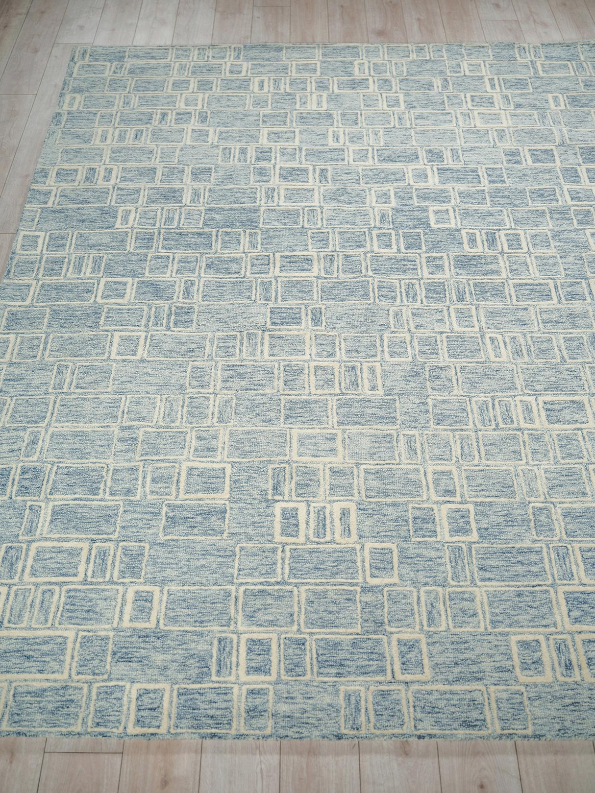 Exquisite Rugs Exquisite Rugs Soho Handmade Hand Tufted New Zealand Wool 7137 Blue/Ivory 9' x 12' Area Rug