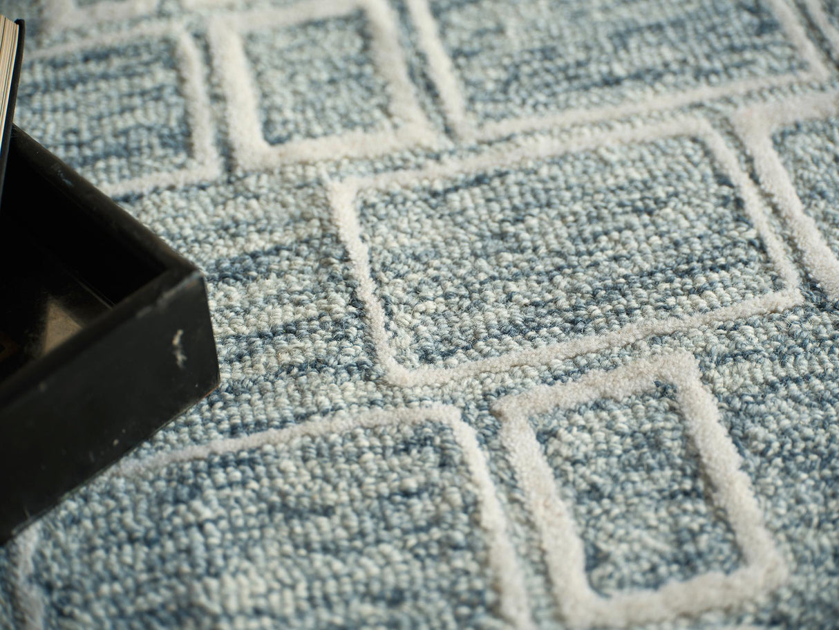 Exquisite Rugs Exquisite Rugs Soho Handmade Hand Tufted New Zealand Wool 7137 Blue/Ivory 9' x 12' Area Rug