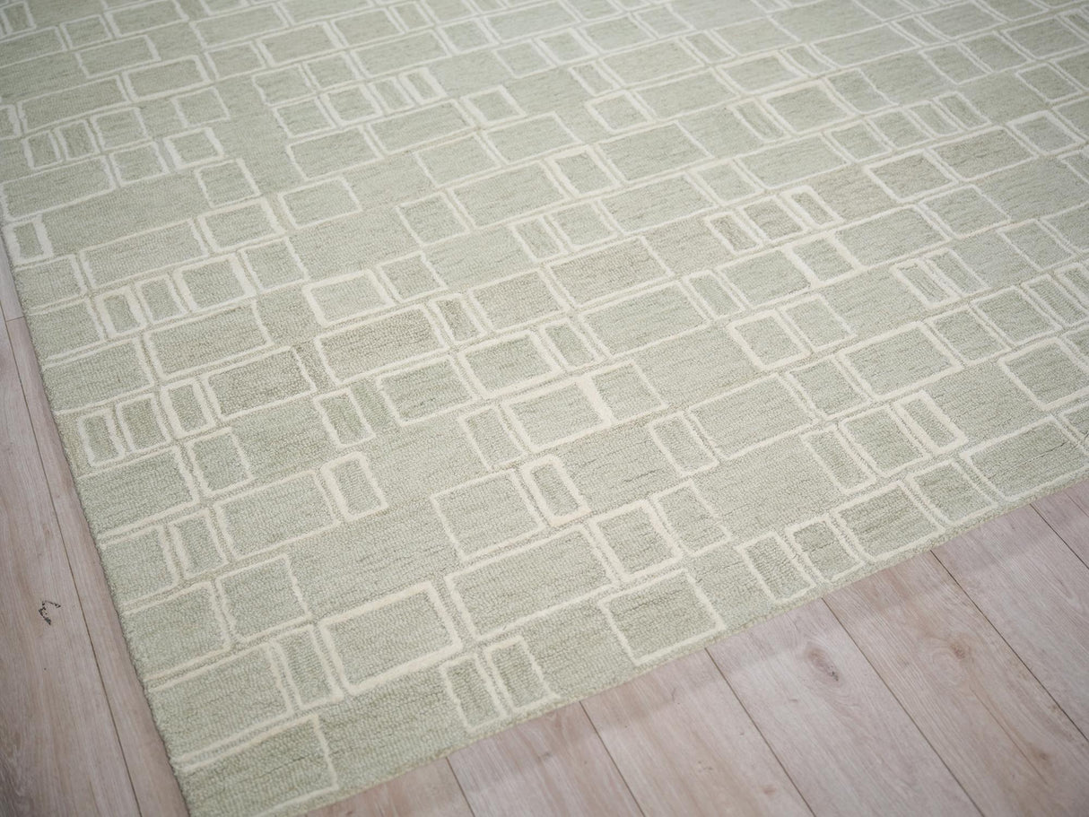 Exquisite Rugs Exquisite Rugs Soho Handmade Hand Tufted New Zealand Wool Green/Ivory 10' x 14' Area Rug