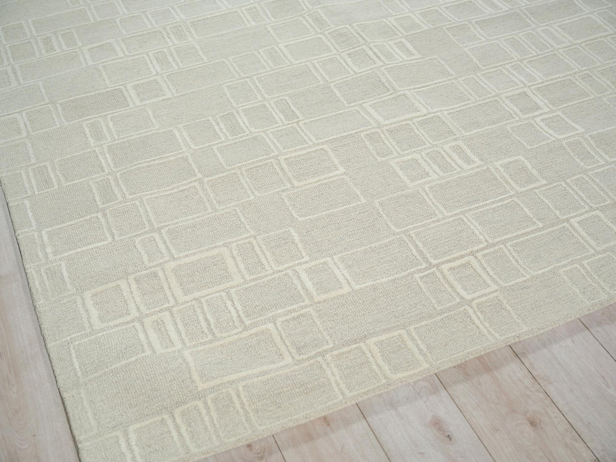 Exquisite Rugs Exquisite Rugs Soho Handmade Hand Tufted New Zealand Wool 7140 Silver/Ivory 8' x 10' Area Rug