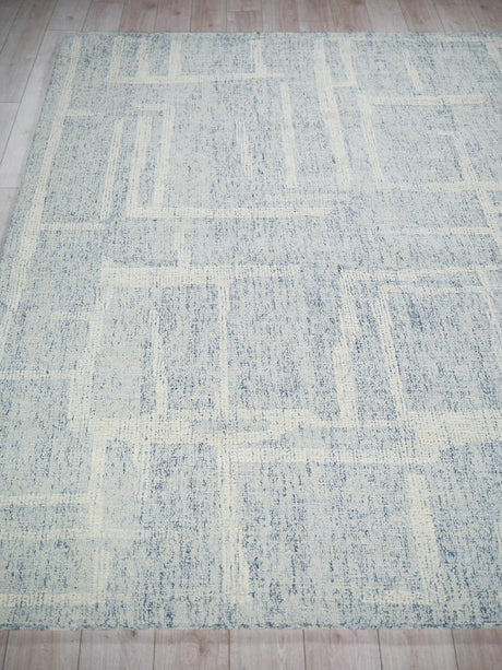 Exquisite Rugs Exquisite Rugs Breckenridge Handmade Hand Tufted New Zealand Wool 7170 Blue/Ivory 8' x 10' Area Rug