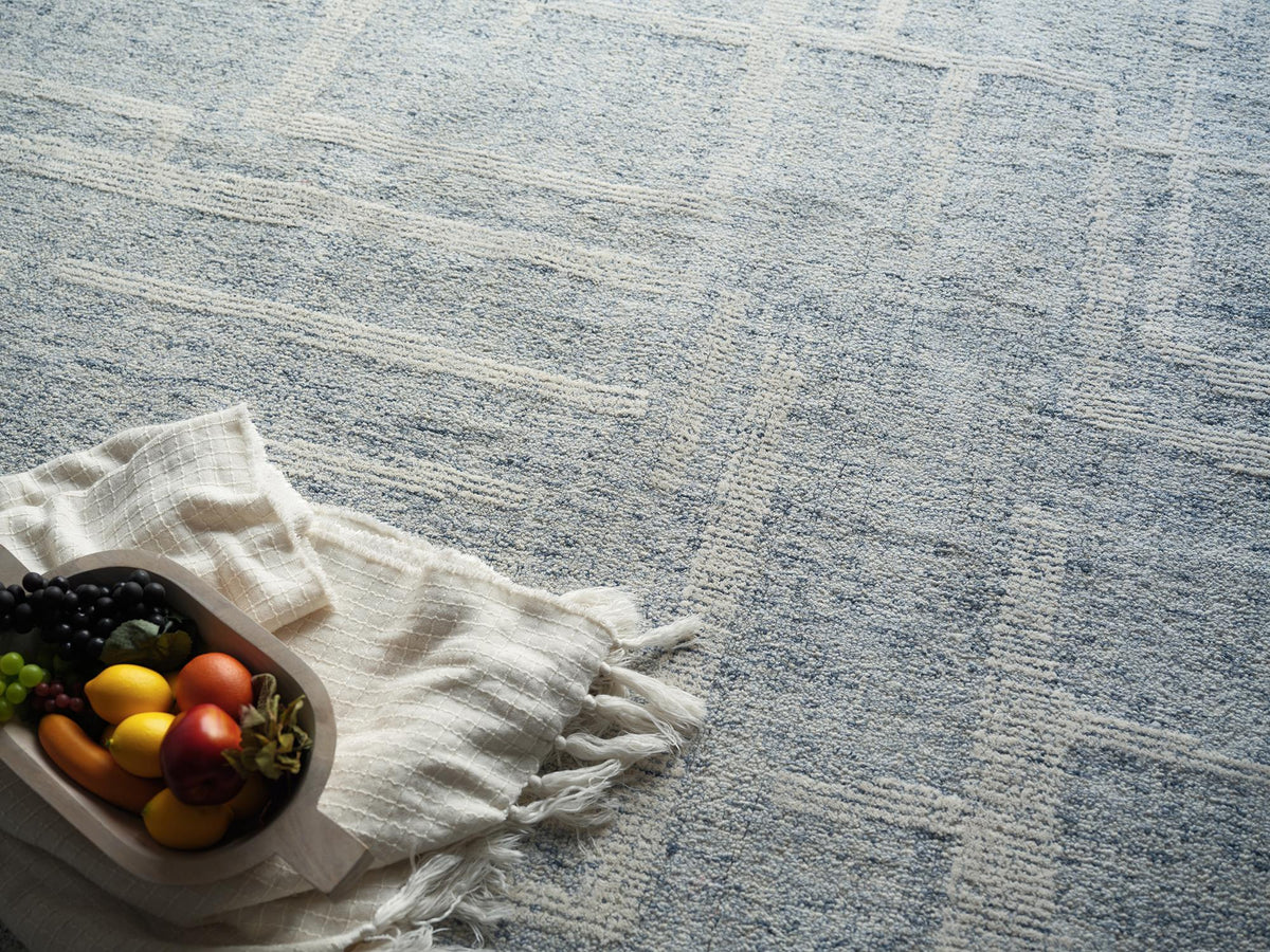 Exquisite Rugs Exquisite Rugs Breckenridge Handmade Hand Tufted New Zealand Wool 7170 Blue/Ivory 9' x 12' Area Rug
