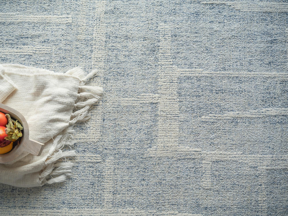 Exquisite Rugs Exquisite Rugs Breckenridge Handmade Hand Tufted New Zealand Wool 7170 Blue/Ivory 9' x 12' Area Rug