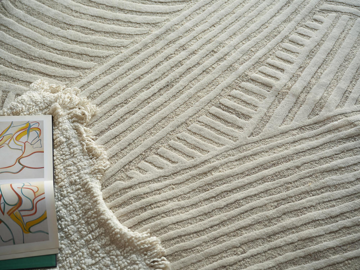 Exquisite Rugs Exquisite Rugs Entro Handmade New Zealand Wool 7183 Beige/Ivory 6' x 9' Area Rug