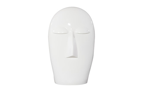 Phillips Collection Emerging Face Sculpture, Gel Coat White, Small Black Accent