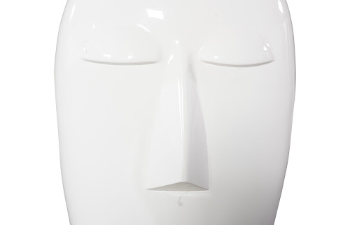 Phillips Collection Emerging Face Sculpture, Gel Coat White, Small Black Accent