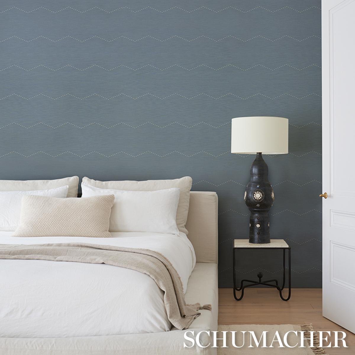Schumacher Rivet Stripe Sisal Chambray Wallpaper