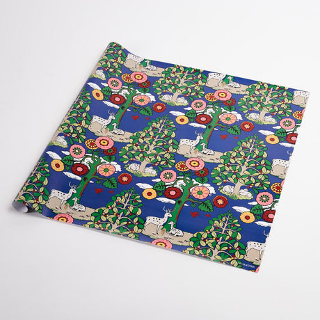 Schumacher Blue & Multi 37" x 24" Fantasy Forest Wrapping Paper