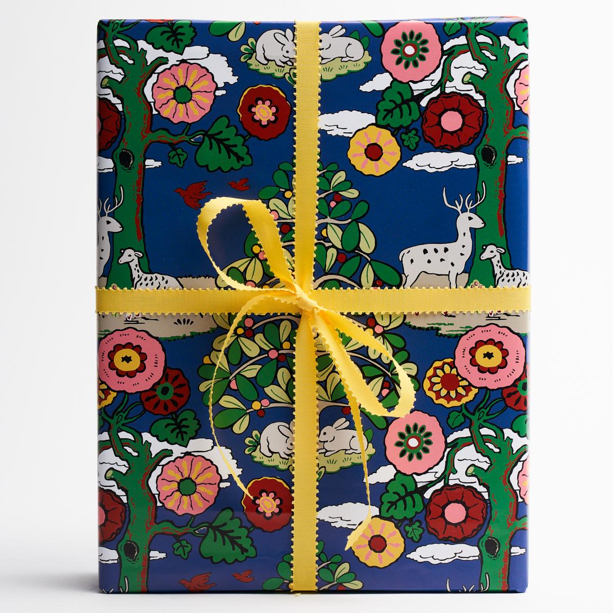 Schumacher Blue & Multi 37" x 24" Fantasy Forest Wrapping Paper