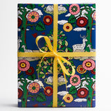 Schumacher Blue & Multi 37" x 24" Fantasy Forest Wrapping Paper