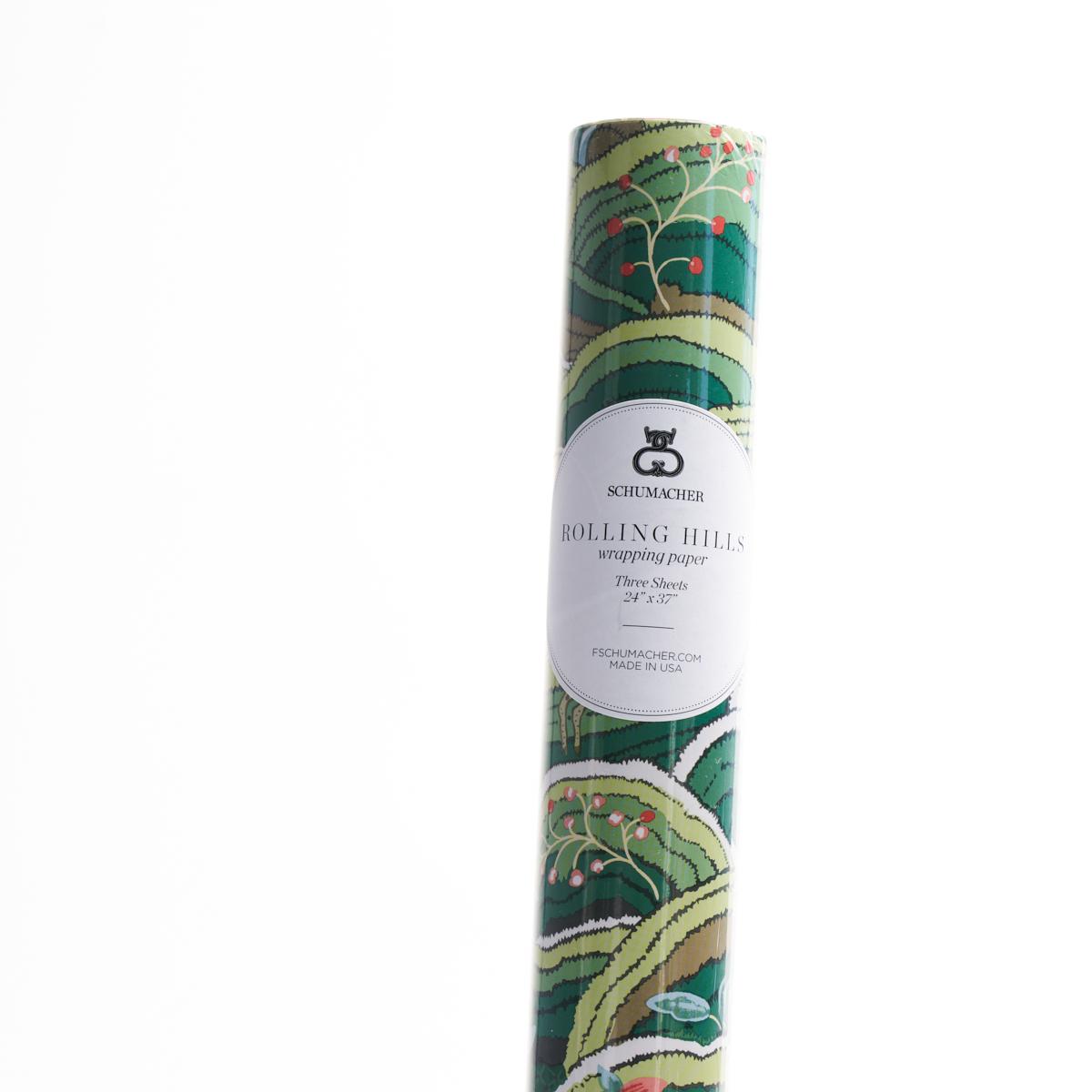 Schumacher Green 37" x 24" Rolling Hills Wrapping Paper