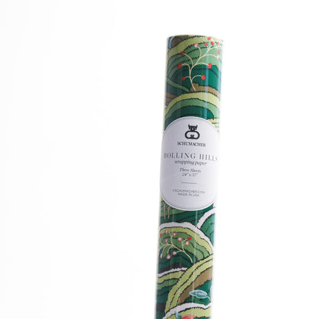 Schumacher Green 37" x 24" Rolling Hills Wrapping Paper