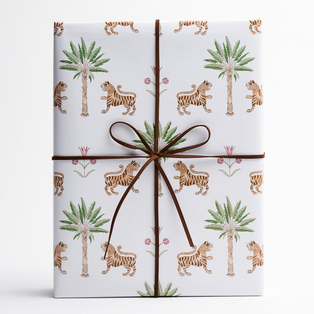 Schumacher Crimson 37" x 24" Tiger Palm Wrapping Paper