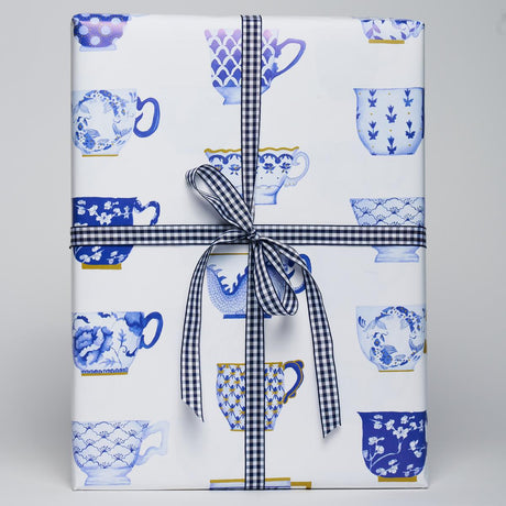 Schumacher Onie'S Teacups Wrapping Paper Porcelain 37" x 24" Pillow