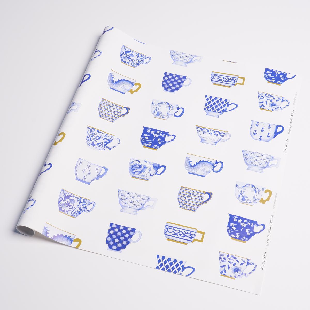 Schumacher Onie'S Teacups Wrapping Paper Porcelain 37" x 24" Pillow