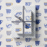 Schumacher Onie'S Teacups Wrapping Paper Porcelain 37" x 24" Pillow
