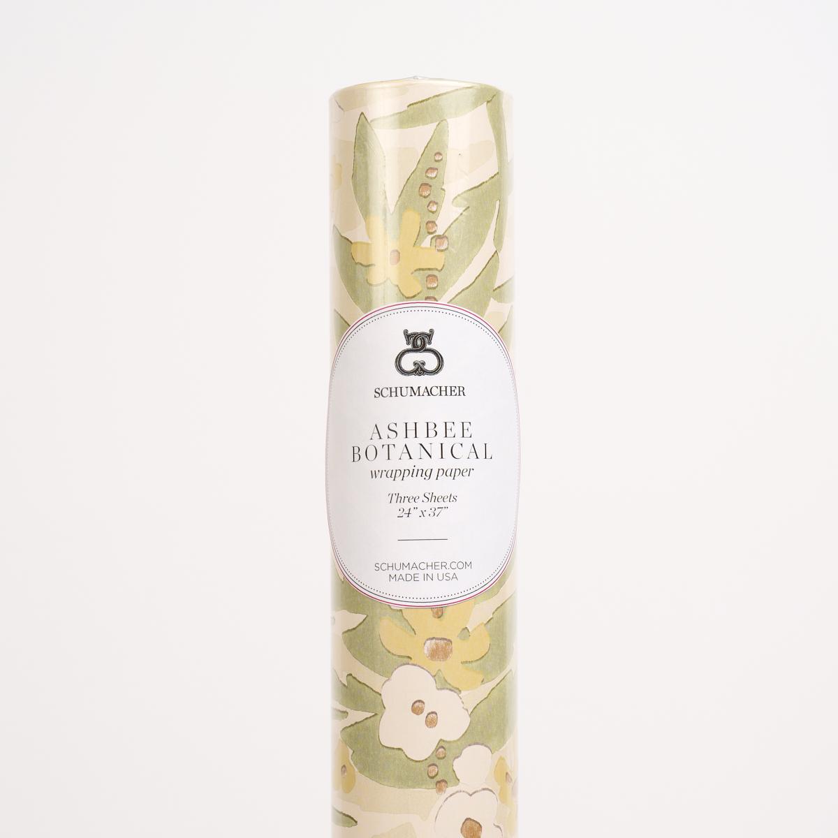 Schumacher Citron 37" x 24" Ashbee Botanical Wrapping Paper