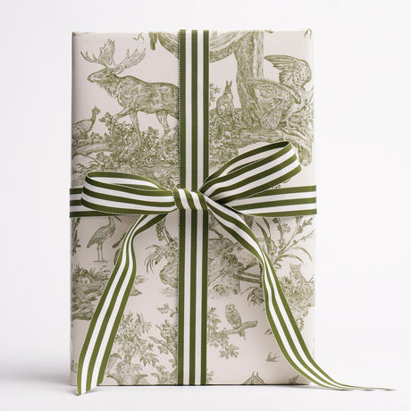 Schumacher Olive 37" x 24" Western Toile Wrapping Paper