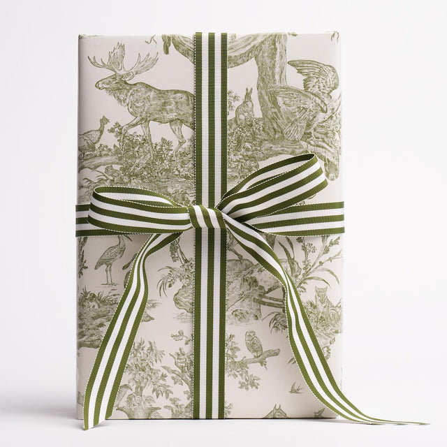 Schumacher Olive 37" x 24" Western Toile Wrapping Paper