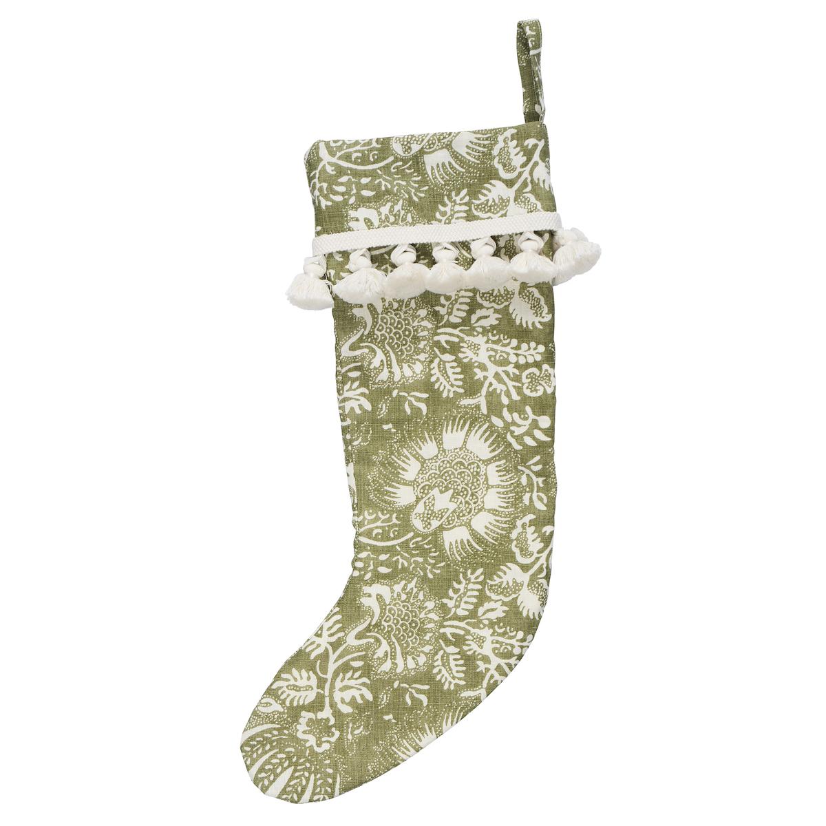 Schumacher Pomegranate Print Stocking Olive 8" x 24" Pillow
