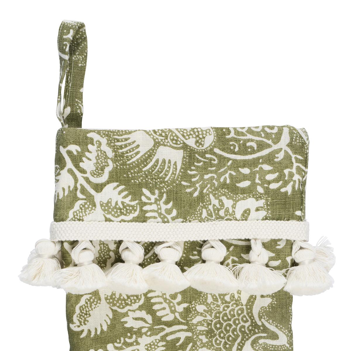 Schumacher Pomegranate Print Stocking Olive 8" x 24" Pillow
