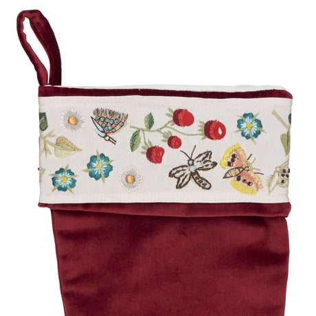 Schumacher Royal Silk Embroidery Stocking Ruby 8" x 24" Pillow