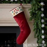 Schumacher Royal Silk Embroidery Stocking Ruby 8" x 24" Pillow
