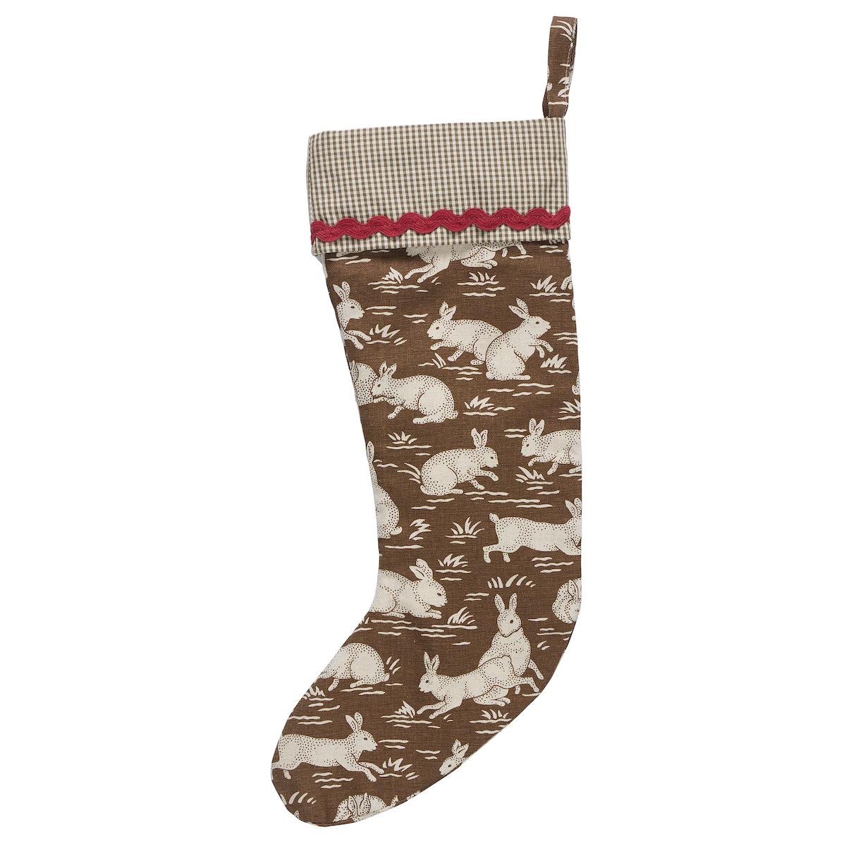 Schumacher Cottontails Stocking Chestnut 8" x 24" Pillow