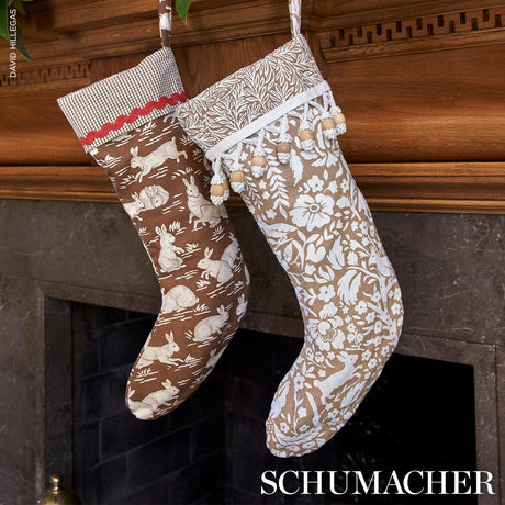 Schumacher Cottontails Stocking Chestnut 8" x 24" Pillow