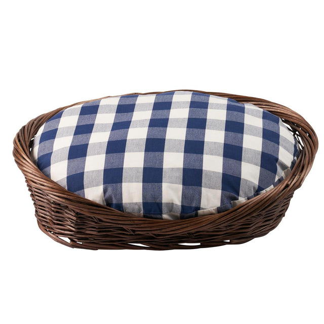 Schumacher Navy 19" x 22" Camden Cotton Check Dog Bed