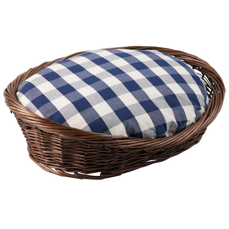 Schumacher Navy 19" x 22" Camden Cotton Check Dog Bed