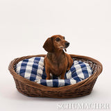 Schumacher Navy 19" x 22" Camden Cotton Check Dog Bed
